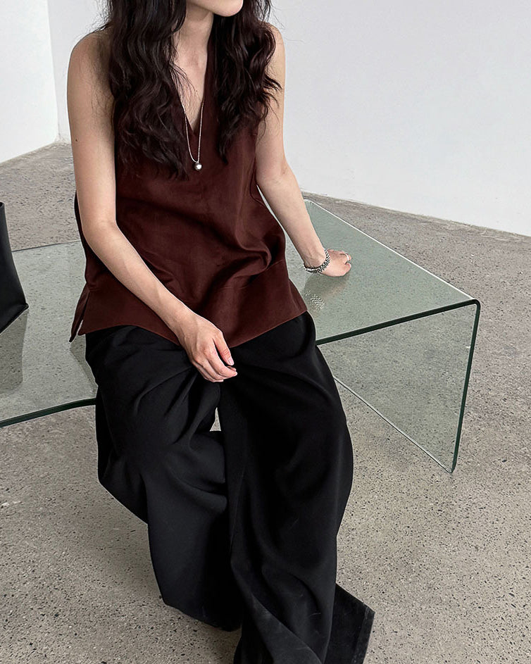 -linen- ホルターネック Aライントップス