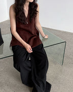 -linen- ホルターネック Aライントップス