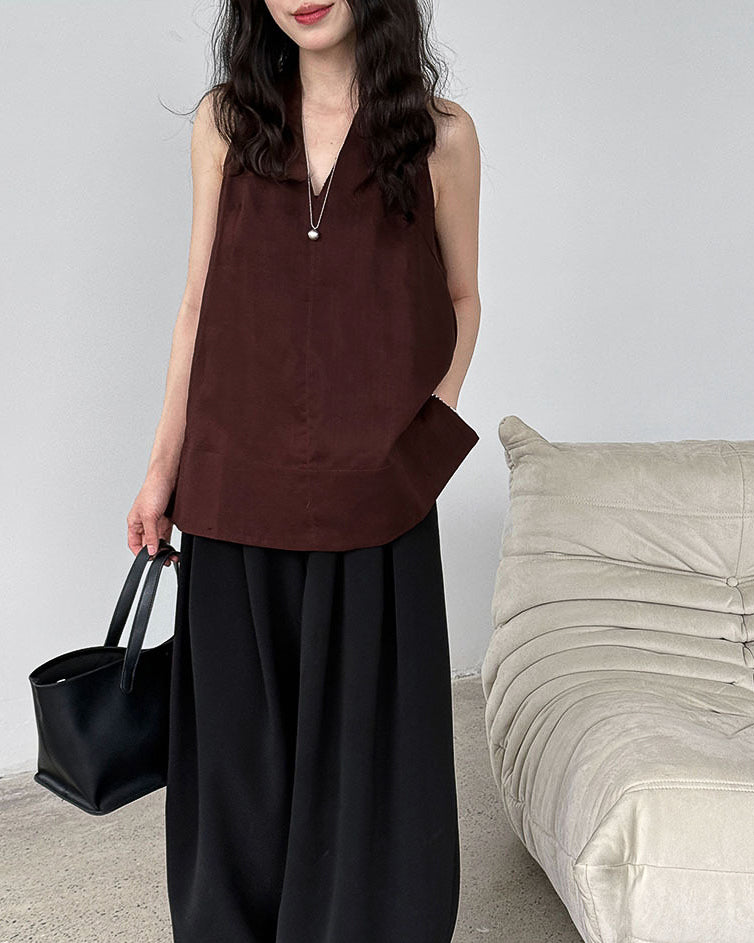 -linen- ホルターネック Aライントップス