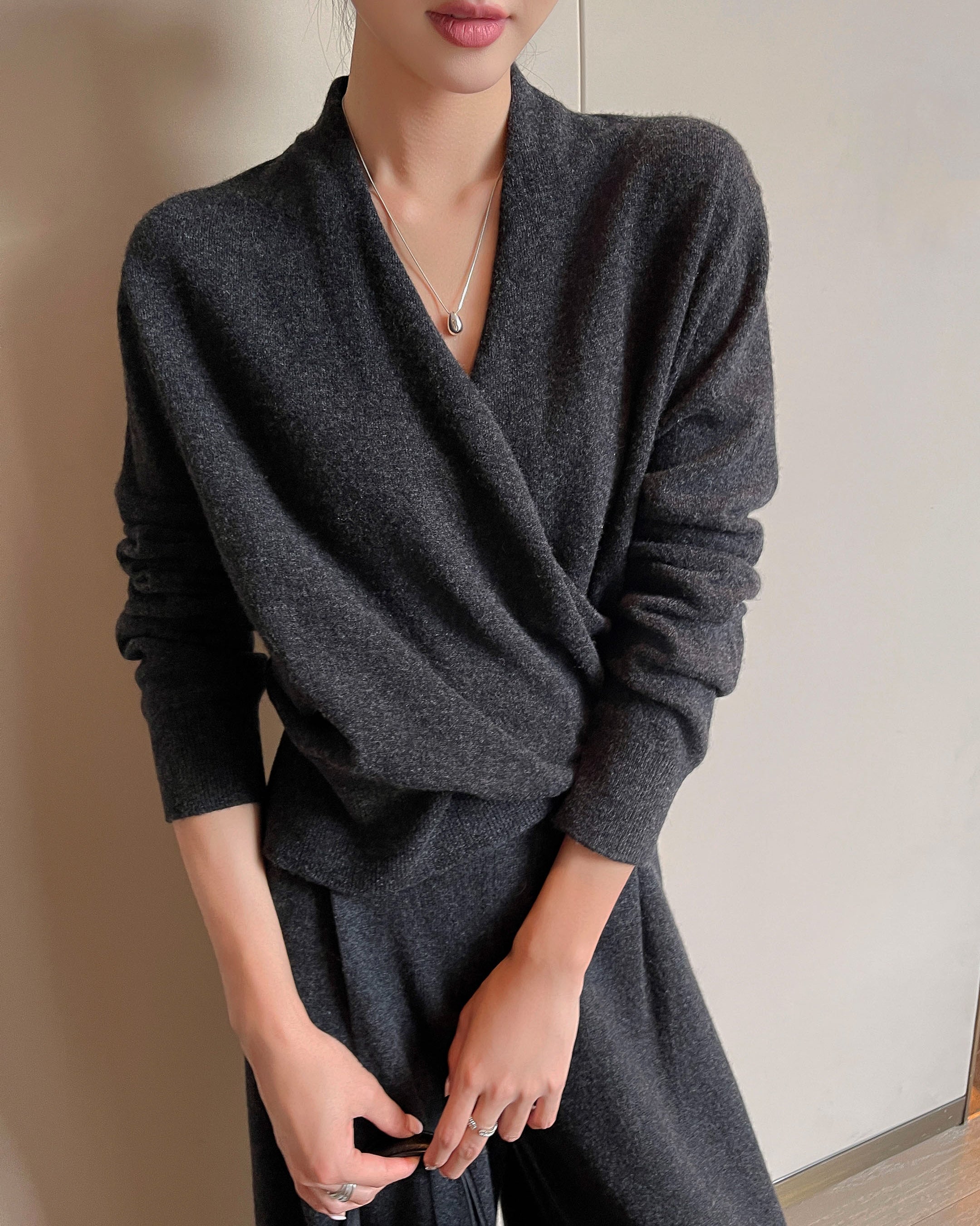 カシュクール ショールカラーニット - ivonir