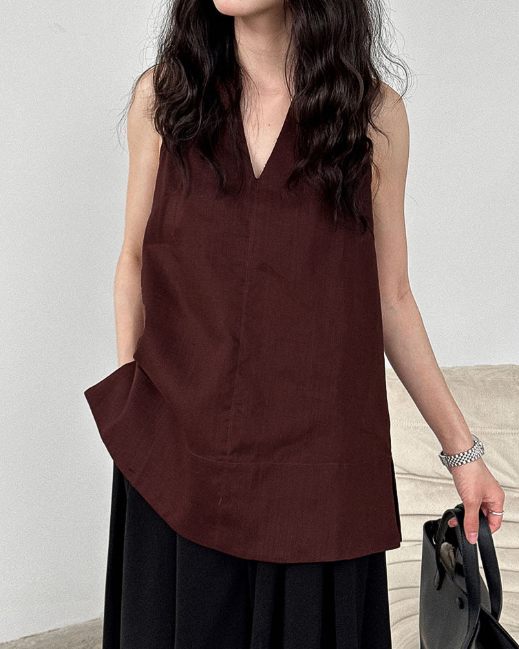 -linen- ホルターネック Aライントップス