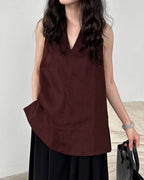 -linen- ホルターネック Aライントップス
