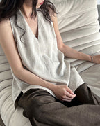 -linen- ホルターネック Aライントップス
