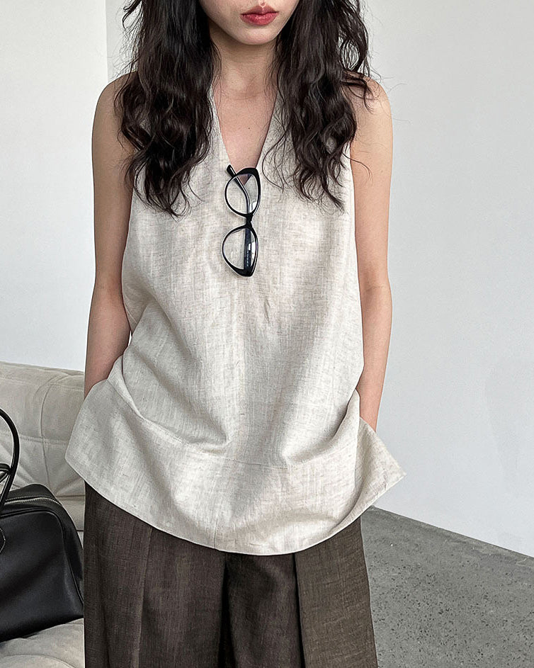 -linen- ホルターネック Aライントップス