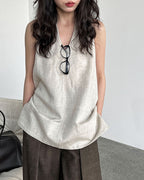 -linen- ホルターネック Aライントップス