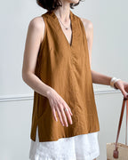 -linen- ホルターネック Aライントップス