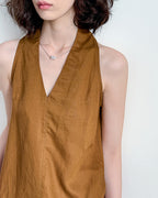-linen- ホルターネック Aライントップス