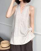 -linen- ホルターネック Aライントップス