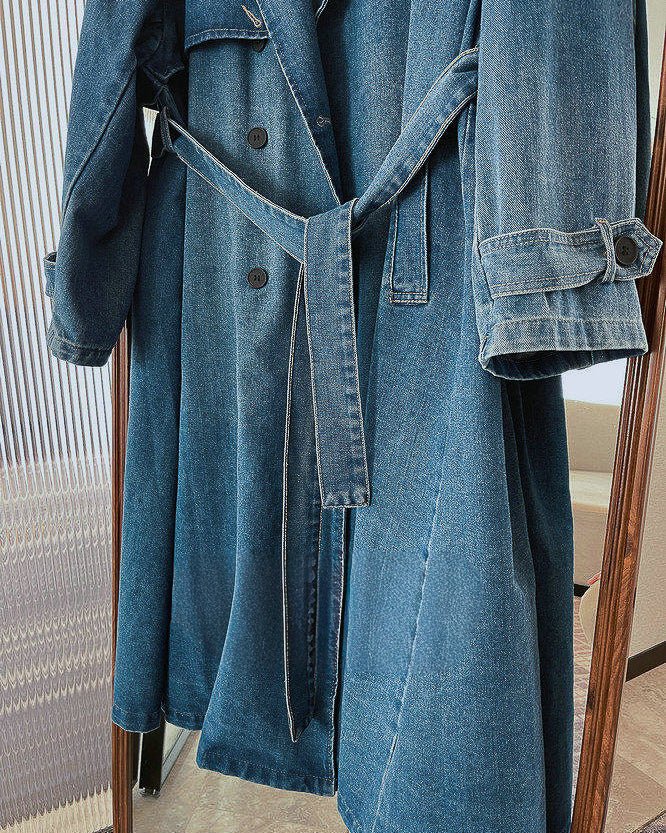 デニム ロングトレンチコート〜洗練されたシルエット〜 - ivonir