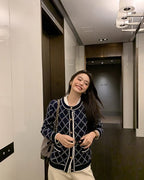 ダイヤモンドジャガードニットジャケット - ivonir