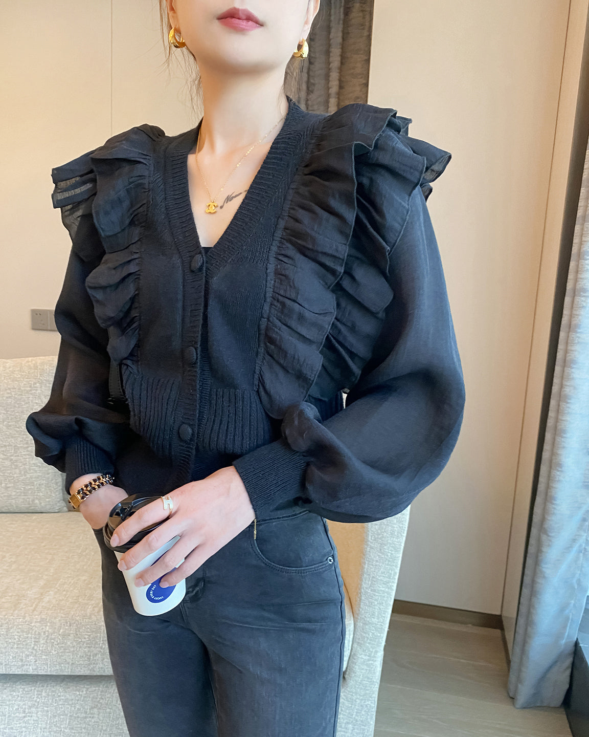 フリルカーディ トップス