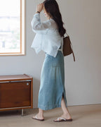 バックスリット シースルーシャツ〈2color〉