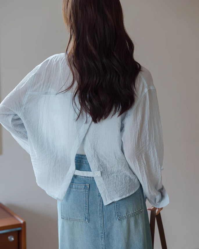 バックスリット シースルーシャツ〈2color〉