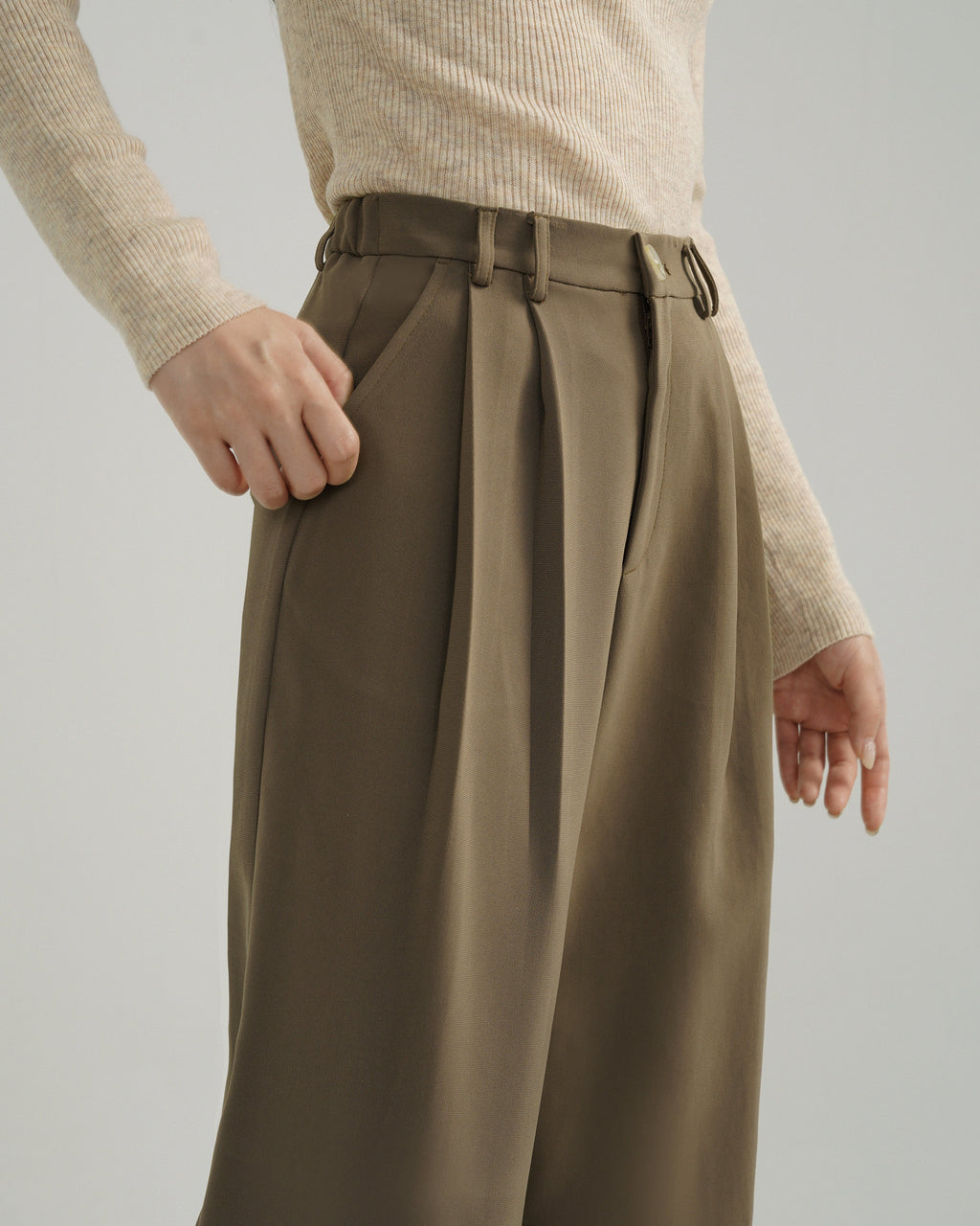 ハイウエスト ワイドストレートパンツ
