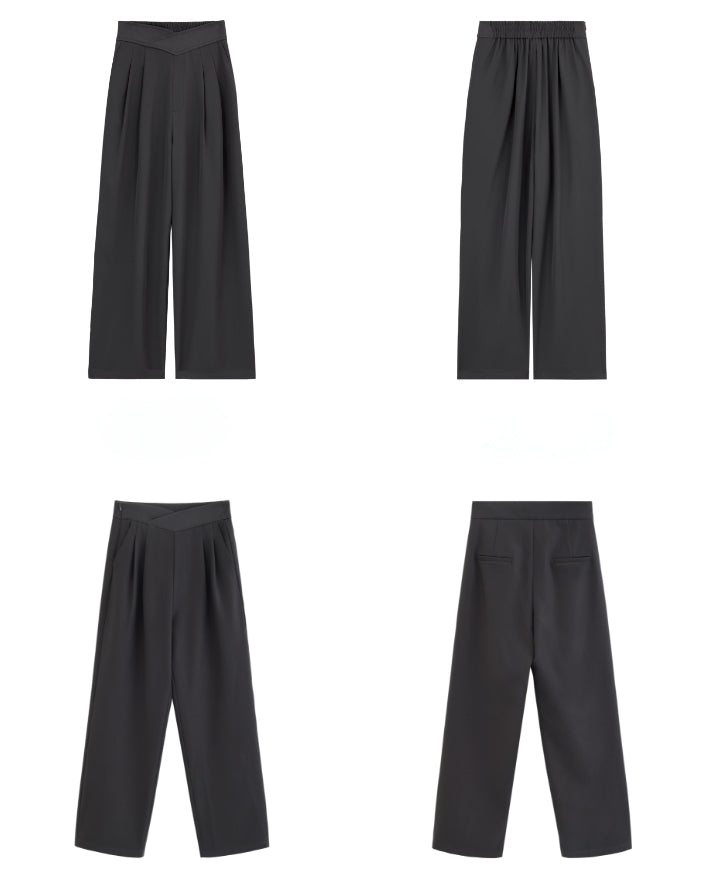フロントV デザイン ワイドパンツ〈2color〉