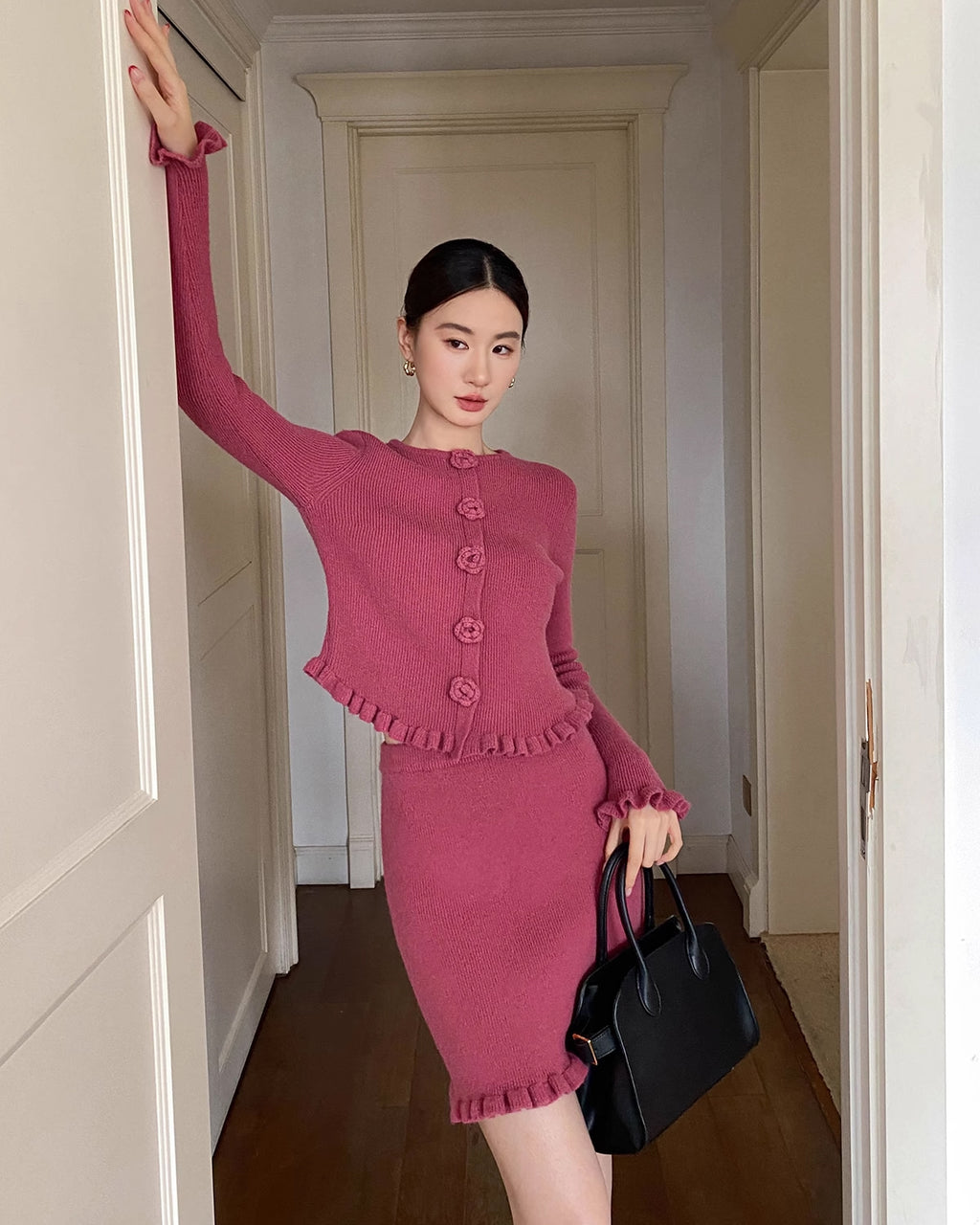 クラシックモダン ニットアップ【セットアップ】 raspberry pink