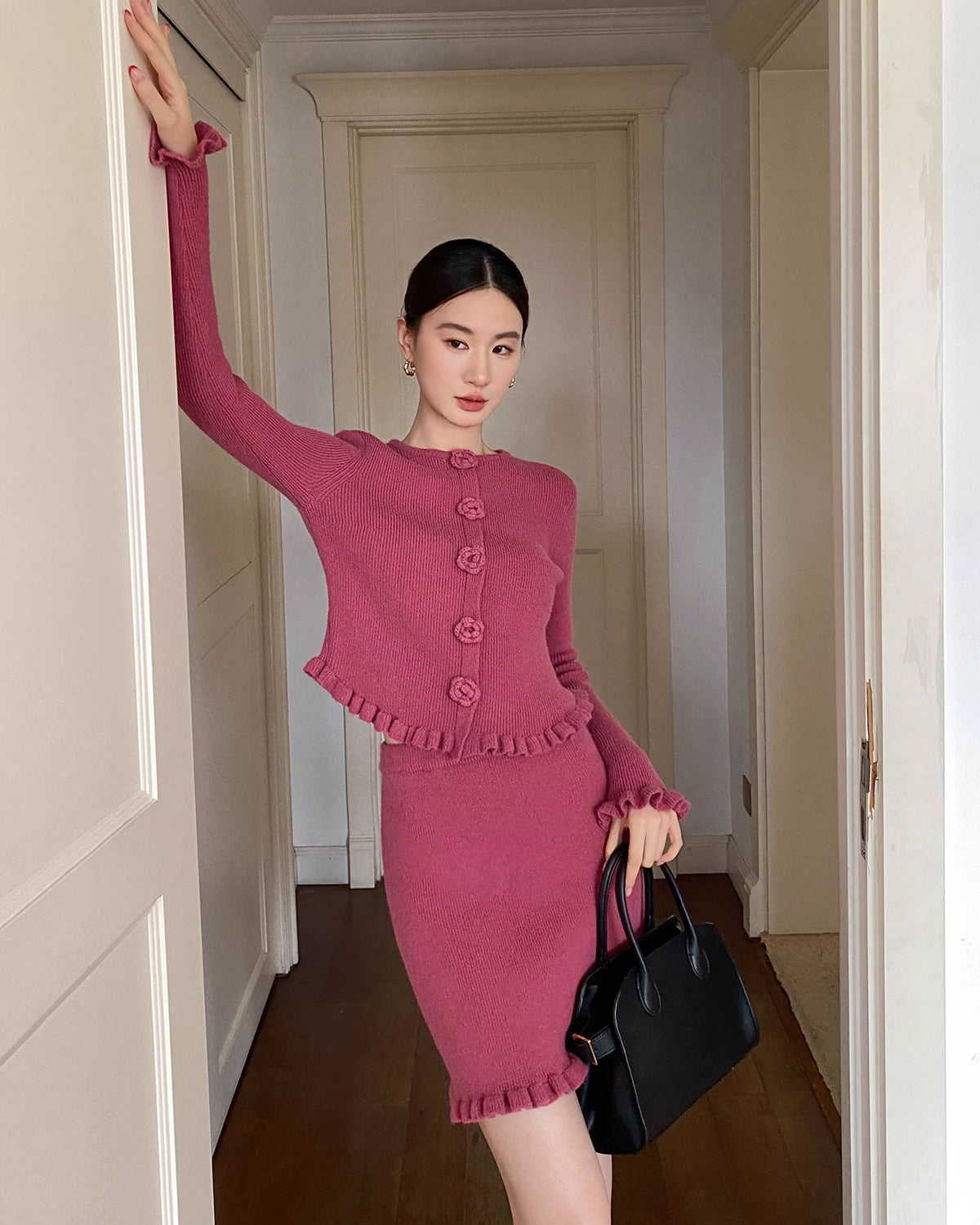 クラシックモダン ニットアップ【セットアップ】 raspberry pink