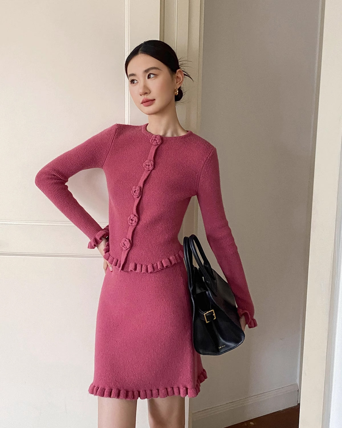 クラシックモダン ニットアップ【セットアップ】 raspberry pink