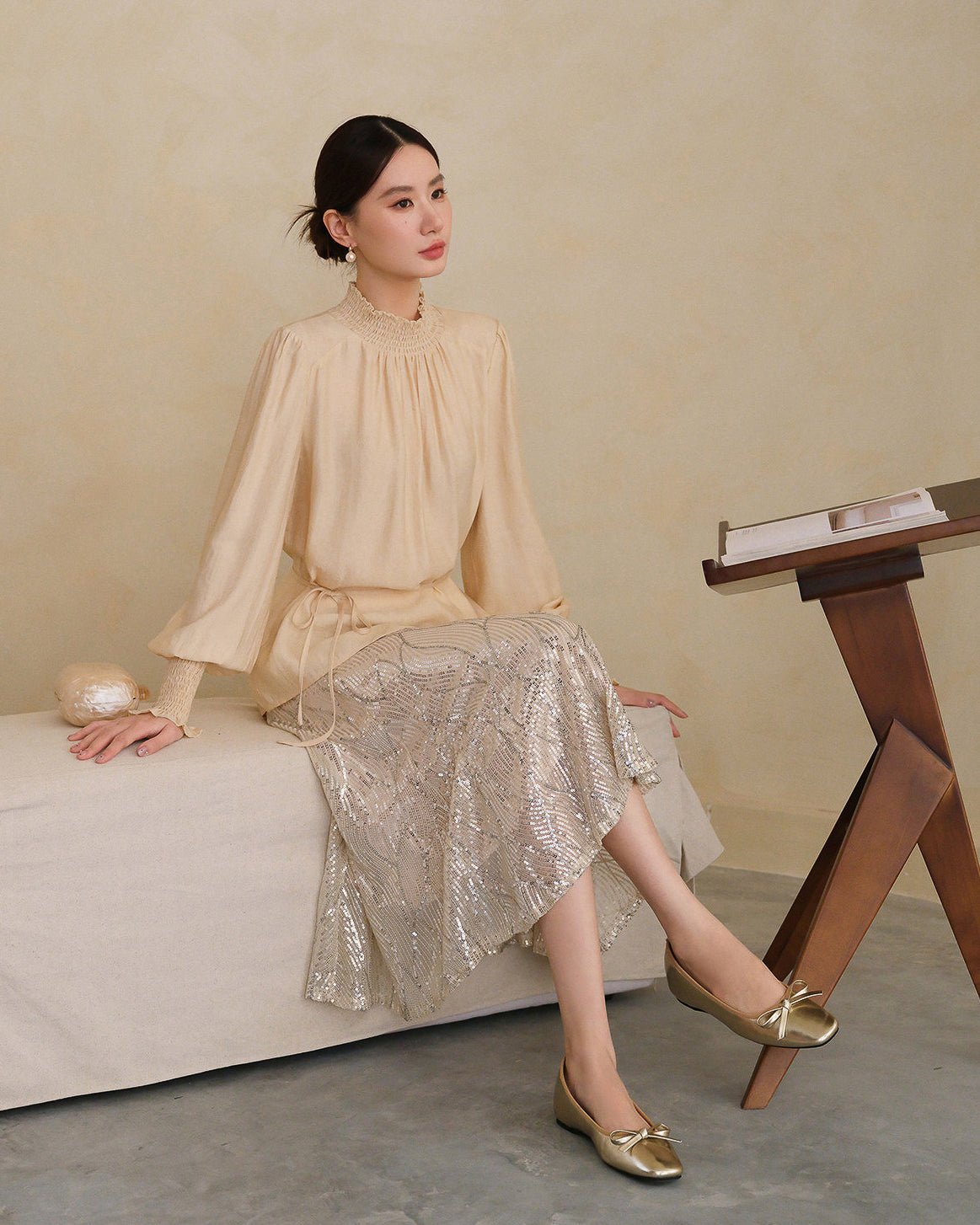  - luxury - ウエストマーク ブラウス - ivonir