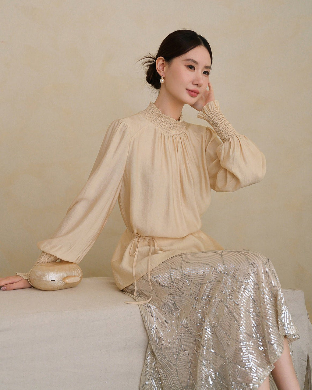  - luxury - ウエストマーク ブラウス - ivonir