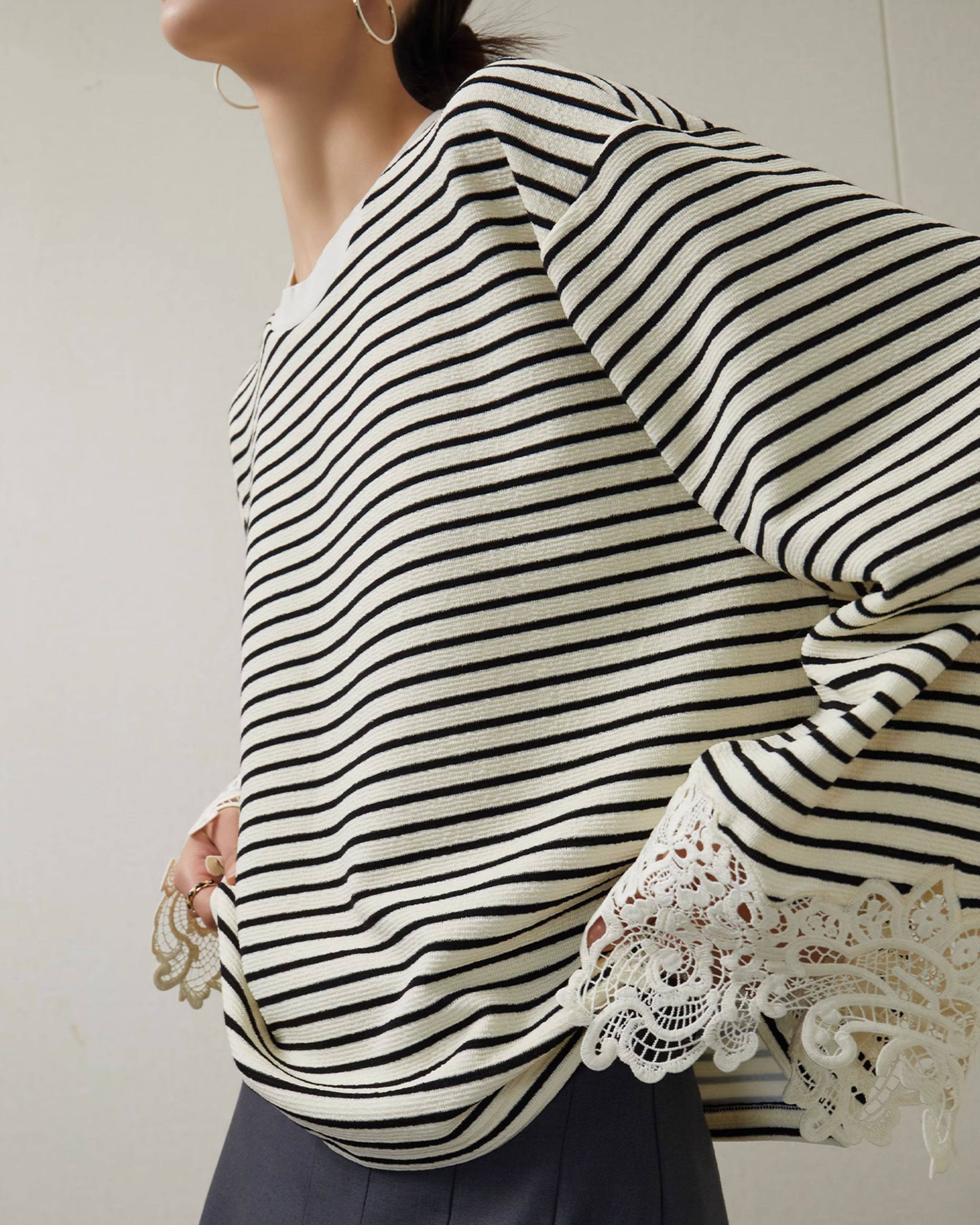  - race - ボーダー&レース プルオーバー 〜ゴージャスとカジュアルの絶妙なバランス〜 - ivonir