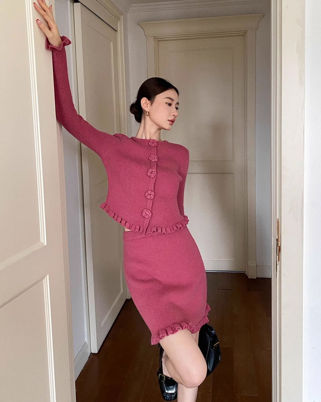 クラシックモダン ニットアップ【セットアップ】 raspberry pink - ivonir
