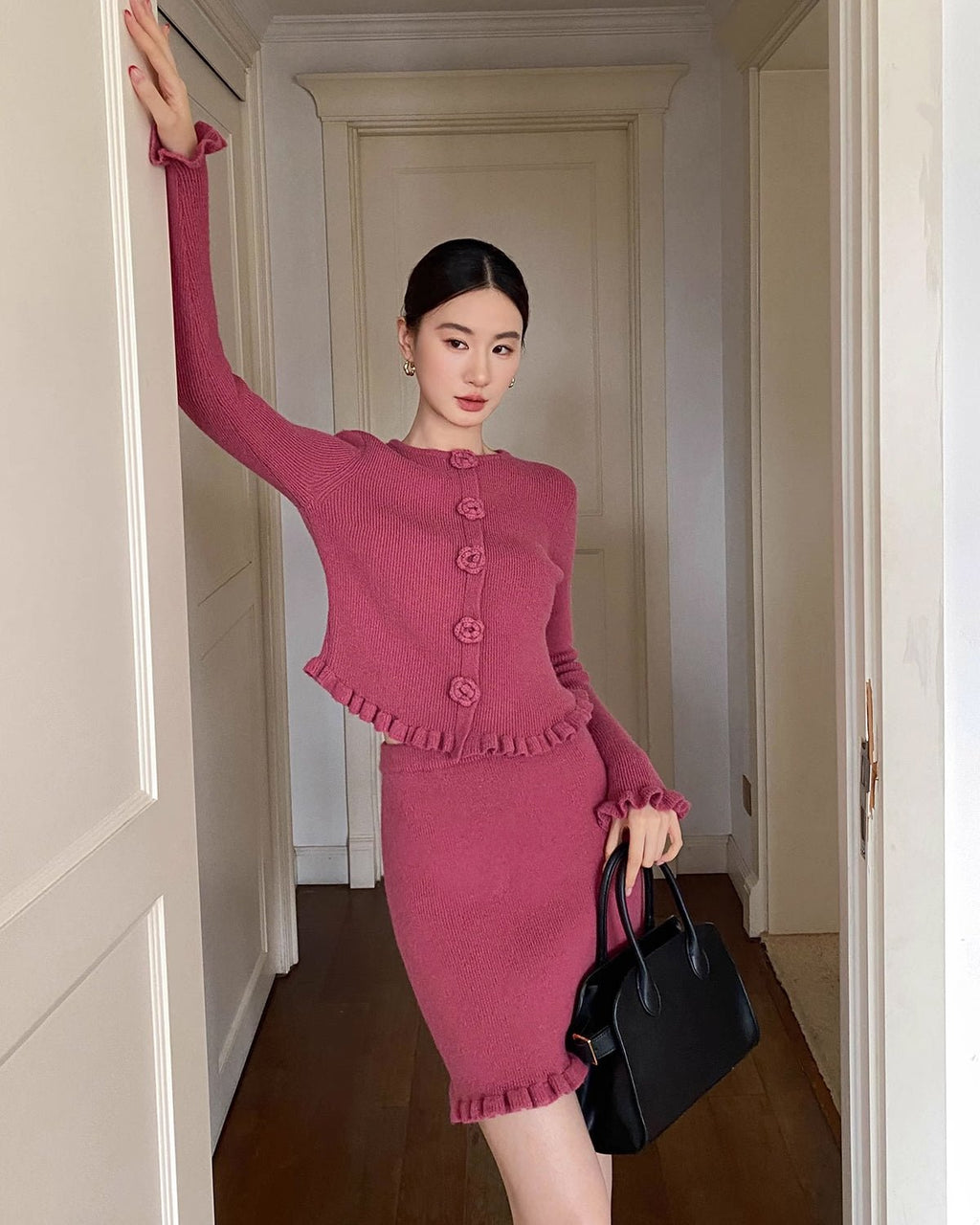 クラシックモダン ニットアップ【セットアップ】 raspberry pink - ivonir