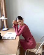 クラシックモダン ニットアップ【セットアップ】 raspberry pink - ivonir