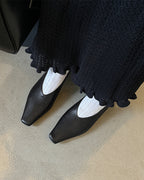 レザーフレンチ Vフラットシューズ〈2color〉