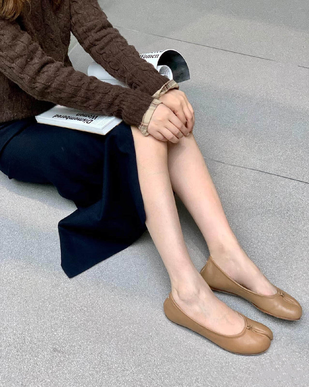 【本革】 ”tabi” ballet shoes - 足袋バレエシューズ - beige - ivonir