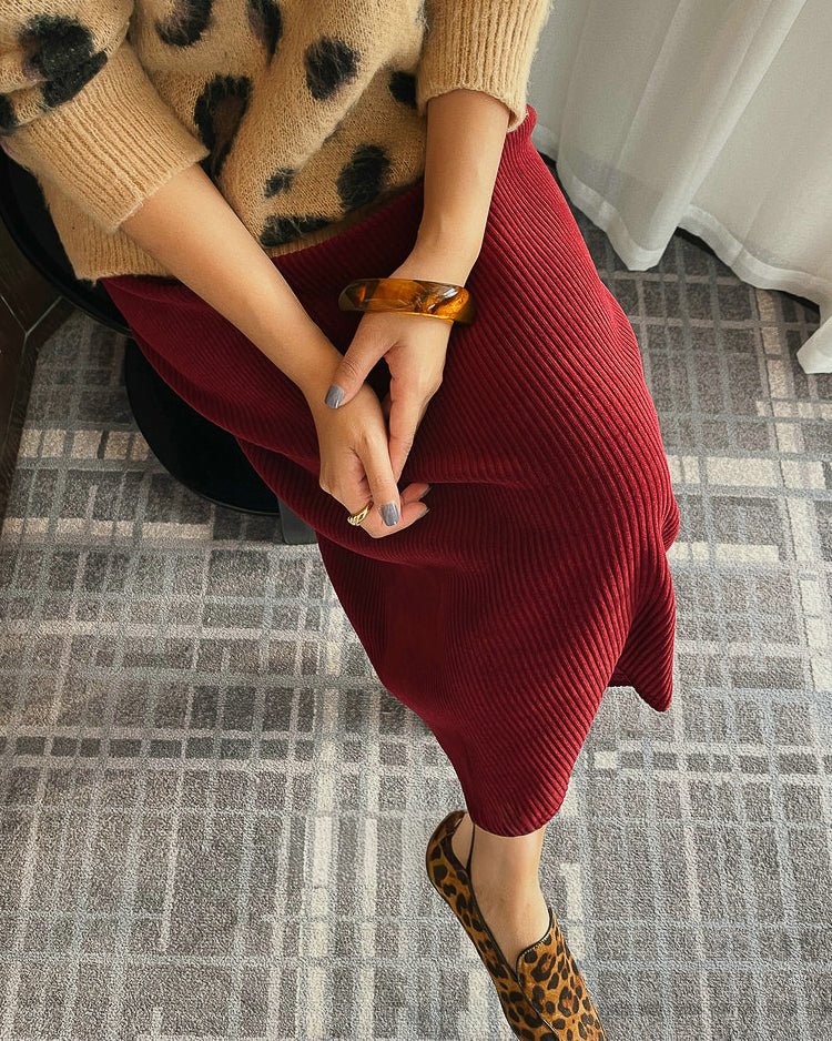 ハイウエスト コーディロイロングスカート〈wine red〉 - ivonir
