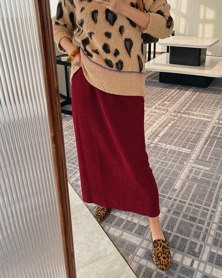 ハイウエスト コーディロイロングスカート〈wine red〉 - ivonir