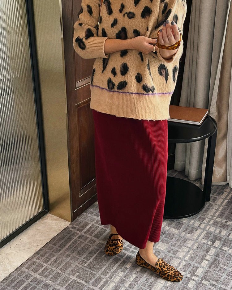 ハイウエスト コーディロイロングスカート〈wine red〉 - ivonir