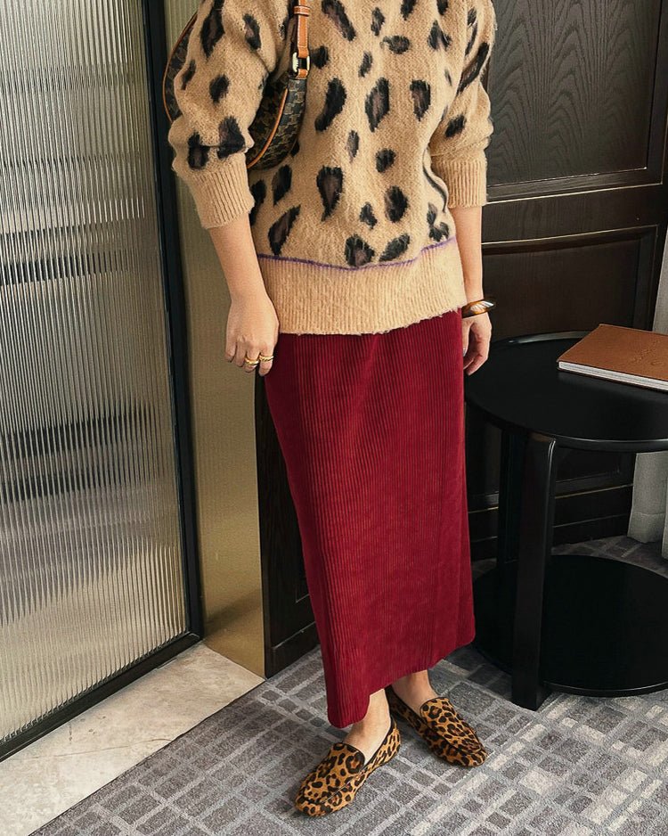 ハイウエスト コーディロイロングスカート〈wine red〉 - ivonir