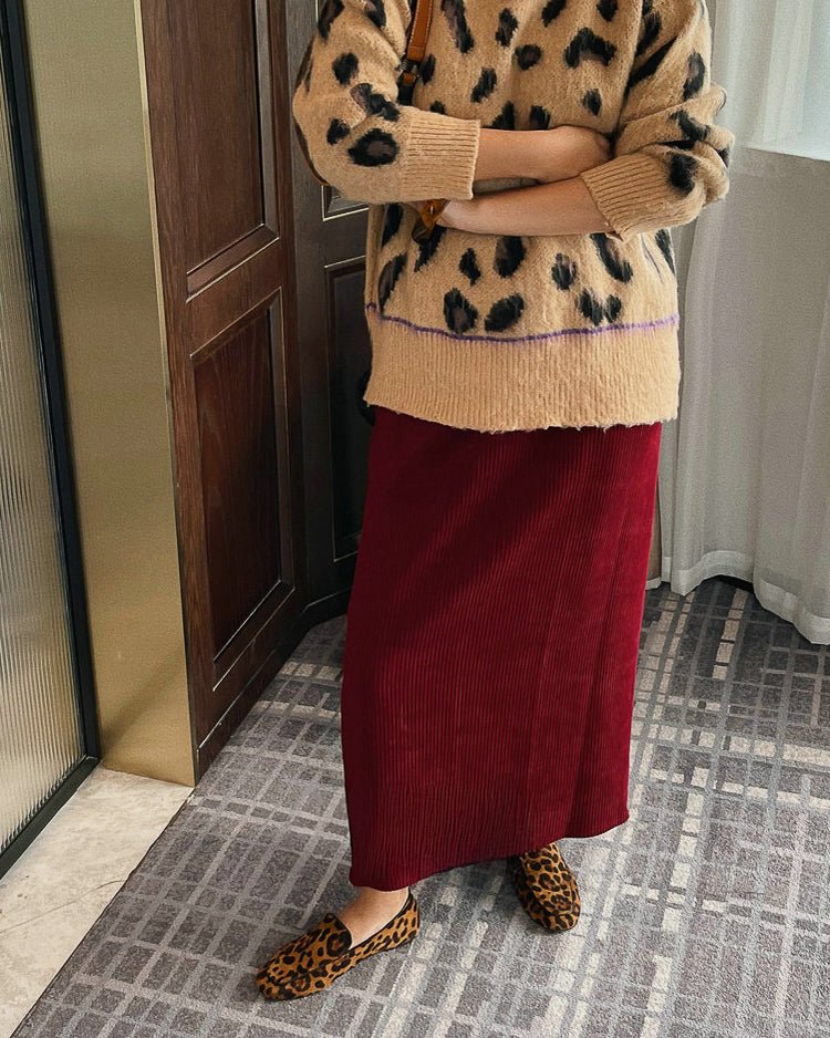 ハイウエスト コーディロイロングスカート〈wine red〉 - ivonir